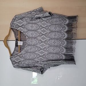 Woman's Overshell Crotchet‎ Top Sharade Nites 20WP silver thread and fringe
